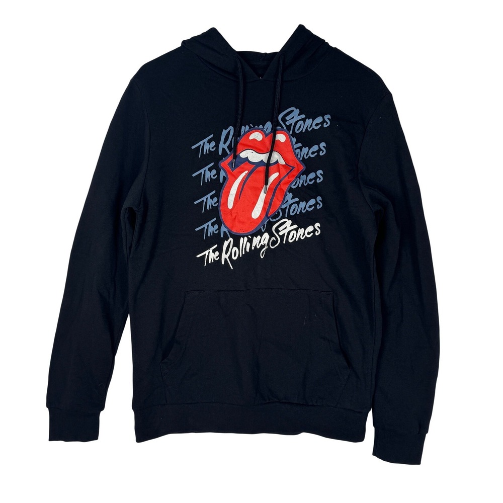 The Rolling Stones 1976 World Tour Hoodie Mens Small‎ Black Hybrid Apparel NEW